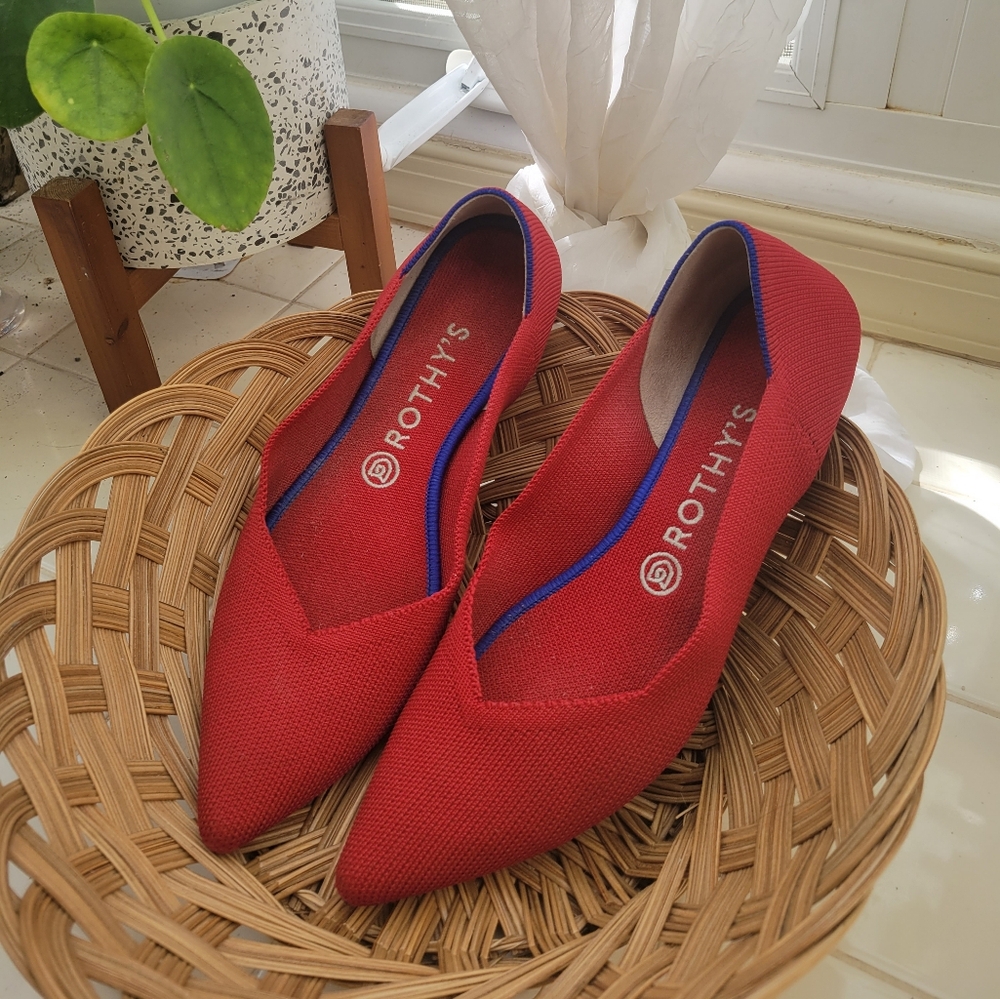 Rothy's Red Pointed Toe Flats